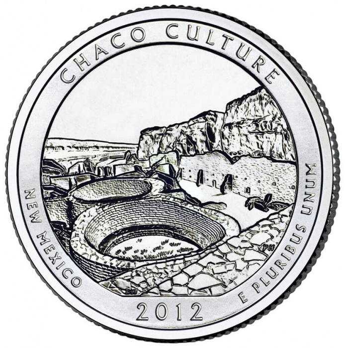 (012d) Монета США 2012 год 25 центов &quot;Чако&quot;  Медь-Никель  UNC