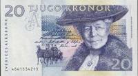 (1991-1995) Банкнота Швеция 1994 год 20 крон "Сельма Лагерлёф"   UNC