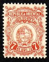 (№1907-169) Марка Уругвай 1907 год "Новый герб Уругвая", Гашеная