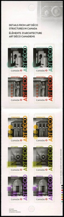 Лист марок Канада 2011 год &quot;Архитектура арт-деко буклет&quot;, Гашеный