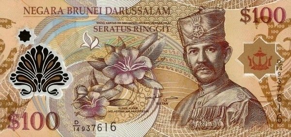 (№2008P-29b) Банкнота Бруней-Даруссалам 2008 год &quot;100 Ringgit/Dollars&quot; (Подписи: Haji Hassan al-Bolk