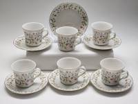 Кофейные пары 6 шт фарфор цветочный орнамент новые в коробке