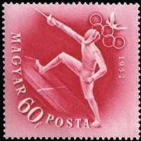 (1952-034) Марка Венгрия "Фехтование"    Летние Олимпийские игры 1952, Хельсинки III Θ