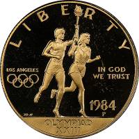 (1984s) Монета США 1992 год 10 долларов   Олимпиада в Лос-Анджелесе  PROOF