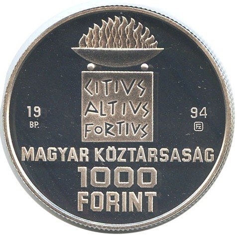 () Монета Венгрия 1994 год 1000 форинтов &quot;&quot;  Биметалл (Серебро - Ниобиум)  UNC