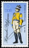 (1986-006) Марка Германия (ГДР) "Почтальон (1)"    Почтовая униформа II Θ