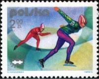 (1976-004) Марка Польша "Конькобежный спорт"    Зимние Олимпийские Игры 1976, Инсбрук III O