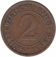 () Монета Германия Веймарская республика 1923 год 2  ""    AU
