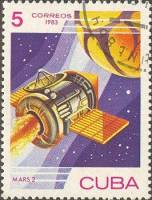 (1983-021) Марка Куба "Марс-2"    День космонавтики III Θ