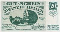 (№1920) Банкнота Австрия 1920 год "20 Heller"
