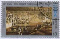 (1981-067) Марка Куба "Сахарный завод "Прогресс""    80 лет Нац. библиотеке им. Хосе Марти III Θ