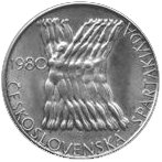 () Монета Чехословакия 1980 год 100 крон ""   Биметалл (Серебро - Ниобиум)  UNC