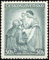 (1936-82) Марка Чехословакия "Семья (Зеленая)"    Помощь детям II Θ