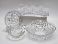 Салатник блюдце розетка и 4 стопки стекло 