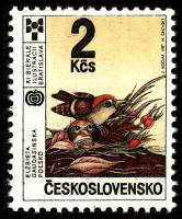 (1987-033) Марка Чехословакия "Дрозды"    Биеннале детских книжных иллюстрации, Братислава III Θ