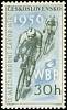 (1956-018) Марка Чехословакия "Велосипедист"    9 чемпионат мира по велогонкам. 5 женский чемпионат 
