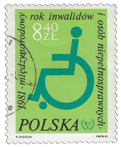 (1981-038) Марка Польша &quot;Инвалид на коляске&quot;    Международный год инвалидов II Θ