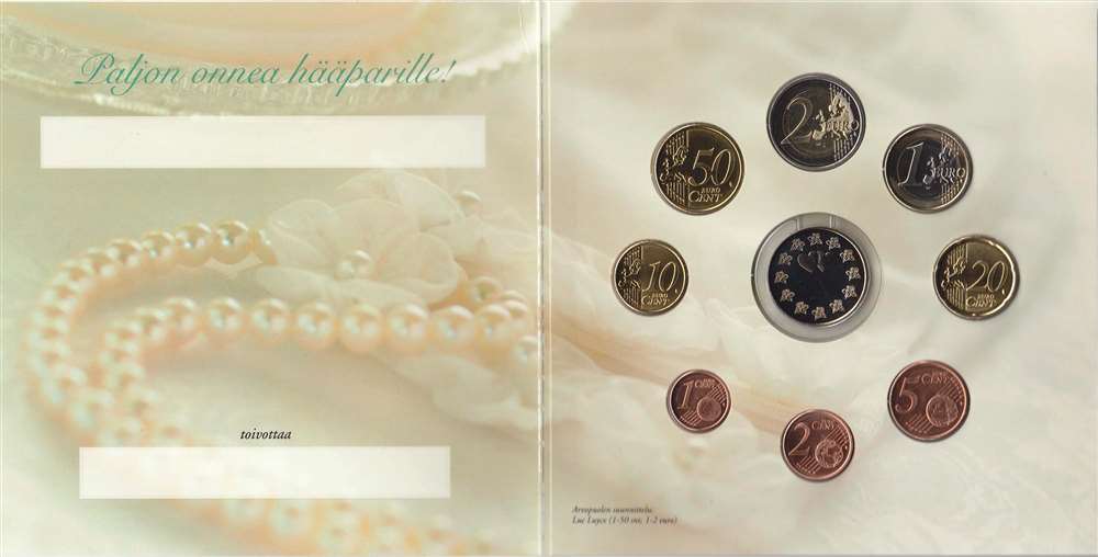 (2008 I, 8 монет + жетон) Набор монет Финляндия 2008 год &quot;Свадебный&quot;   Буклет