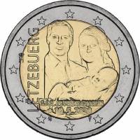 (028) Монета Люксембург 2020 год 2 евро "Рождение Принца Чарльза"  Биметалл  UNC