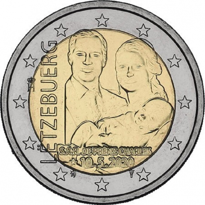 (028) Монета Люксембург 2020 год 2 евро &quot;Рождение Принца Чарльза&quot;  Биметалл  UNC