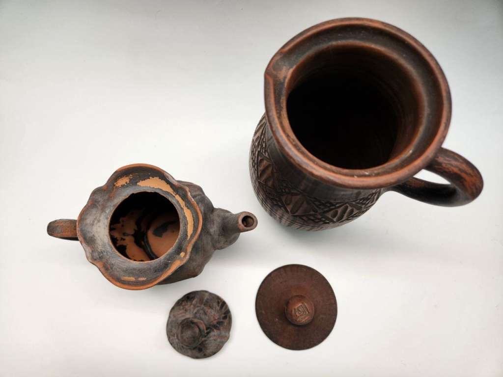 Кувшин,с крышкой и чайник-кофейник глина керамика