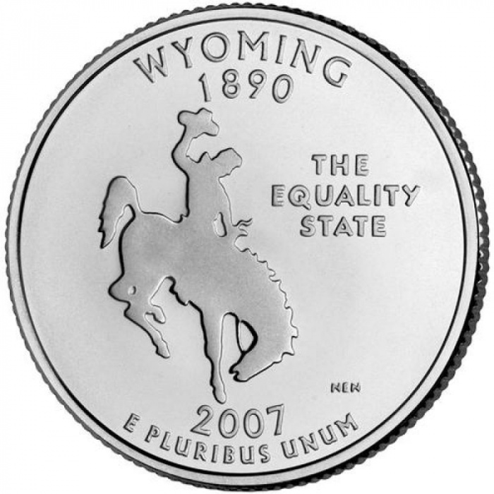 (044d) Монета США 2007 год 25 центов &quot;Вайоминг&quot;  Медь-Никель  UNC