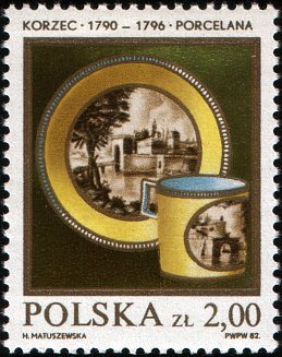 (1982-003) Марка Польша "Кружка с блюдцем"    Польский фаянс II &Theta;