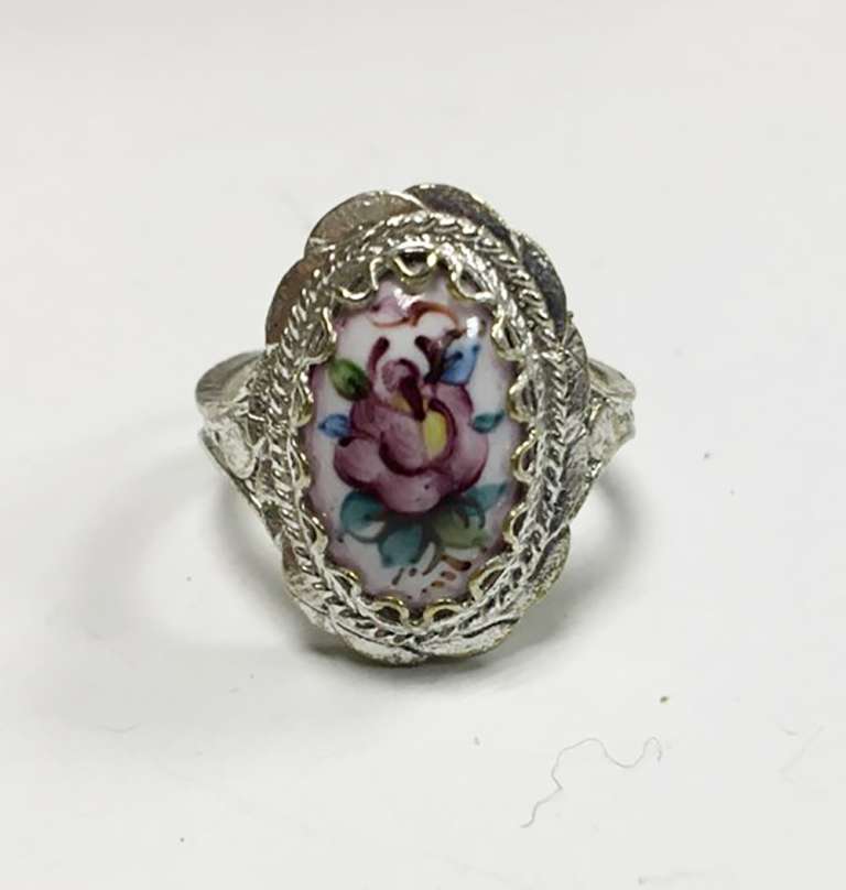 Перстень "Финифть", серебрение (сост. на фото)