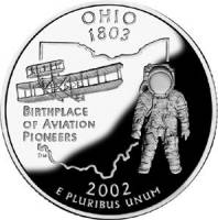 (017s) Монета США 2002 год 25 центов "Огайо"  Медь-Никель  PROOF