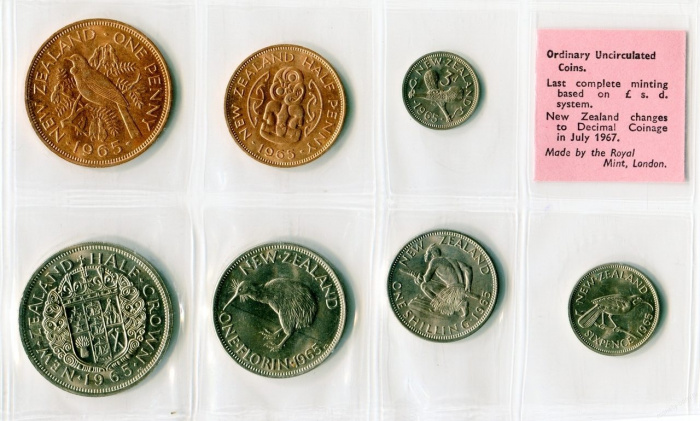 (1965, 7м) Набор монет Новая Зеландия 1965 год    UNC