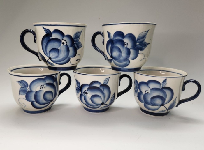 Кружки чашки чайные Гжель СССР, 5 шт