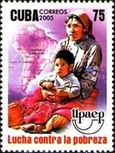 (№4734) Марка Куба 2005 год &quot;Женщина и ребенок карта Южной Америки&quot;, Негашеная