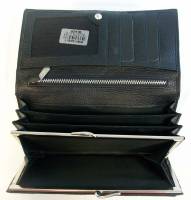 Кошелёк женский "Tanweer" Кожзам, 2 отделения с отсеками, Клепка, поцелуй, Черный