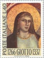 (№1966-1217) Марка Италия 1966 год "Джотто", Гашеная