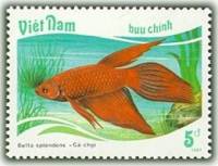 (1988-011) Марка Вьетнам "Бойцовая рыбка"    Тропические рыбы III Θ