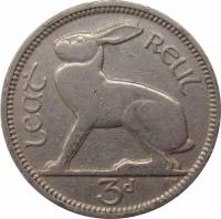 (№1928km4) Монета Ирландия 1928 год 3 Pence (Three Pence) - Saorstaacute;t Eacute;ireann