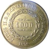 (№1853km465) Монета Бразилия 1853 год 1,000 Reacute;is