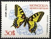 (1963-020) Марка Монголия "Махаон"    Насекомые. Бабочки III Θ