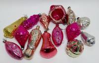 Набор ёлочных игрушек "Ассорти" стекло, СССР, 14 шт. (сост. на фото)