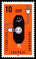 (1981-034) Марка Германия (ГДР) "Электрическая розетка"    Экономия энергии III Θ