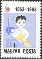 (1963-048) Марка Венгрия "Ребенок с полотенцем"    100 лет организации Красный Крест III Θ