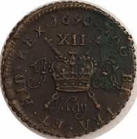 (№1690km100) Монета Ирландия 1690 год 12 Pence (Шиллинг. Малый размер)