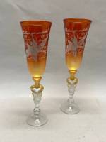 Бокалы свадебные 2 шт цветное стекло золотое напыление