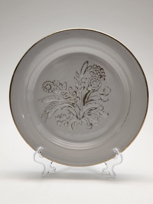 Тарелка десертная ЛФЗ рельеф позолота Золотые колосья