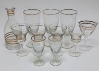 Набор посуды для напитков, 11 предметов, стекло, золочение, СССР (сост. на фото)