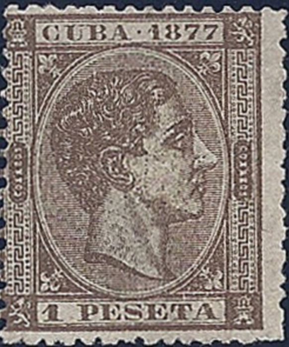 (№20) Марка Куба 1877 год &quot;Король Альфонсо XII&quot;, Гашеная
