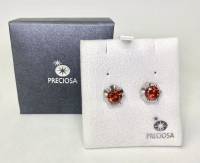 Серьги гвоздики серебрение 925 пр 4,3 гр цирконий Preciosa Чехия в подарочной коробке