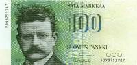 (1986) Банкнота Финляндия 1986 год 100 марок "Ян Сибелиус" Lindblom - Vanhala  UNC
