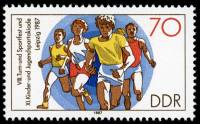 (1987-064) Марка Германия (ГДР) "Бег"    Спортивный фестиваль III Θ