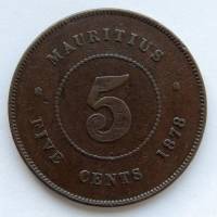 (№1877km9) Монета Маврикий 1877 год 5 Cents